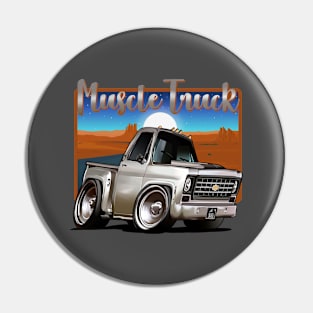 Grey Muscle Truck Illustration Pin