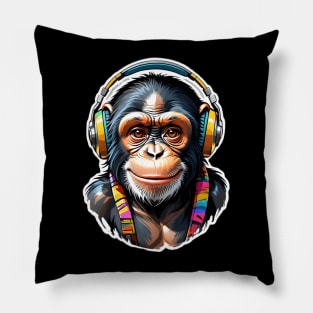 Happy Chimpanzee Headphones Pillow