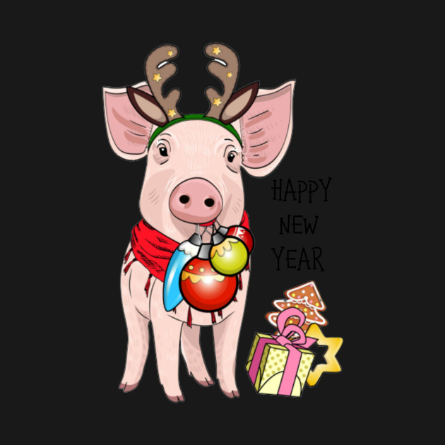 Disover cute piggy new year - Christmas Pig - T-Shirt