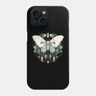 Lunar Moth, Crystals, and Foliage Magical, Gothic, Witchy Phone Case