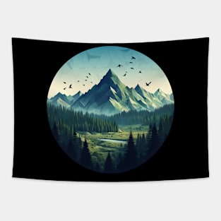 Low Poly Forest and Mountain Tapestry