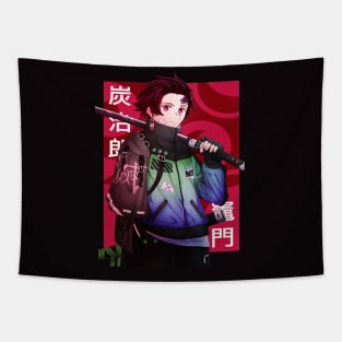 Tanjiro Demonslayer Vector Art Tapestry