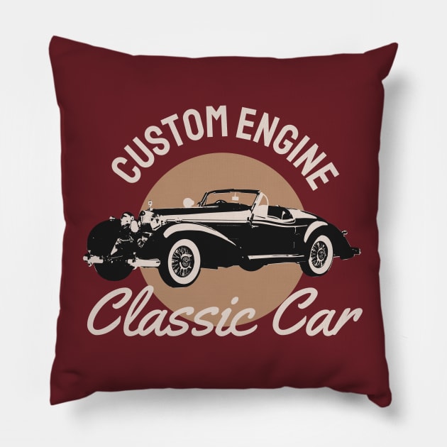 custom engine classic car Pillow by busines_night