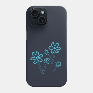 Blue flowers with noise effect Phone Case