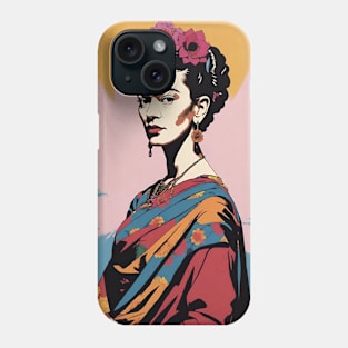 Frida's Luminous Legacy: Colorful Portrait Phone Case