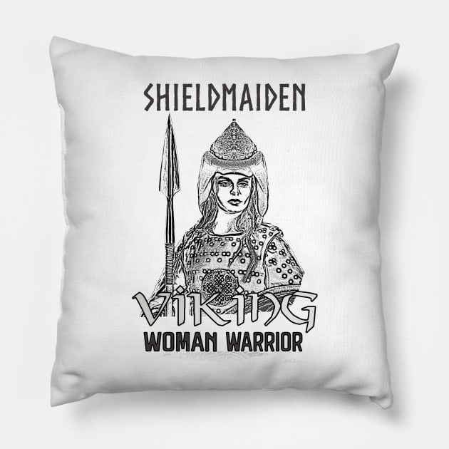 Shieldmaiden: Viking Woman Warrior - Vikings Pillow by KrasiStaleva