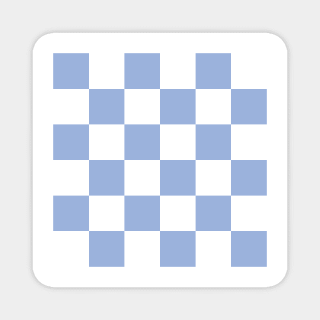 Sky blue and white checkerboard print Magnet by bettyretro