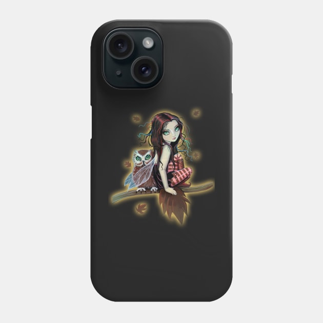 Autumn Owl Cute Big Eye Fairy Art Phone Case by robmolily