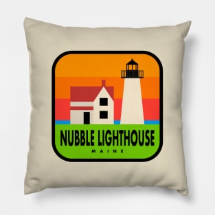 Nubble Lighthouse - Vintage Color Badge Pillow