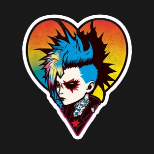 Punk with mohawk in a heart Pastel colours T-Shirt