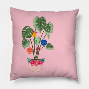 Christmas Monstera Pillow