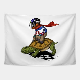 Sloth Racer Riding Turtle Tapestry