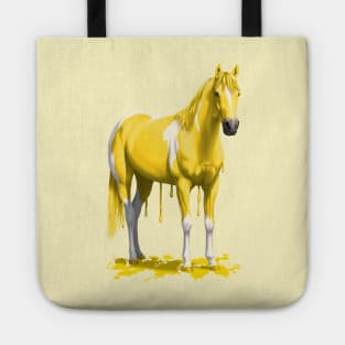 Funny Bright Yellow Dripping Wet Pinto Paint Horse Tote