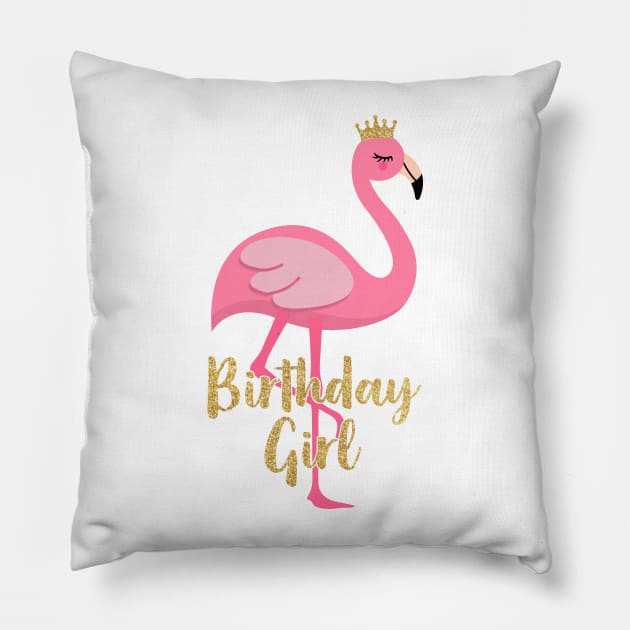Flamingo Girl Birthday Costume Gift Pillow by Vauliflower