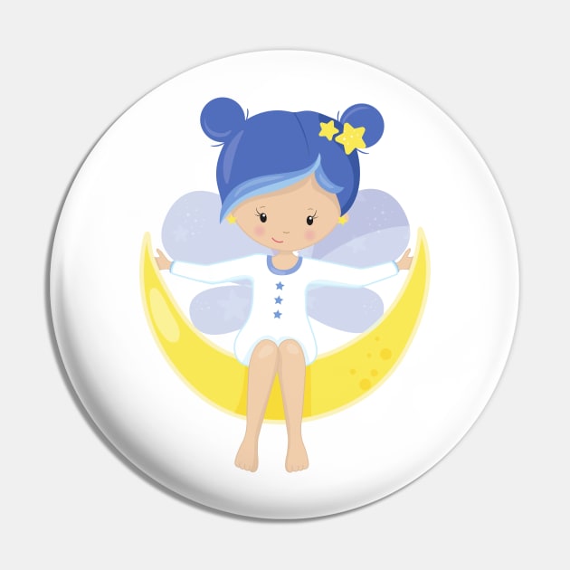 Stardust Fairy, Fairy On The Moon, Cute Fairy Pin by Jelena Dunčević