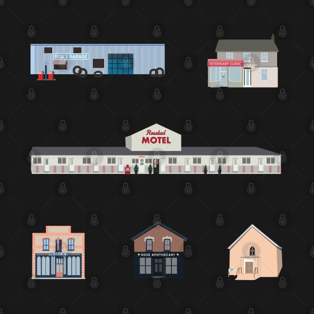 The Schitt's Creek Buildings, from the Rosebud Motel to Rose Apothecary by YourGoods