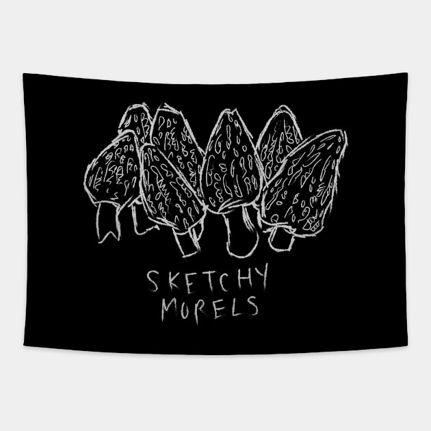 Wild Edible Foraged Mushrooms "Sketchy Morels" Tapestry by Boreal-Witch