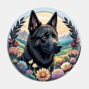 Black German Shepherd Landscape Pin