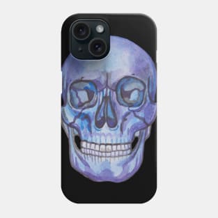 Blue violet watercolor spooky skull Phone Case