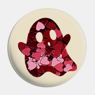 Valentines Red Hearts Ghost Pin