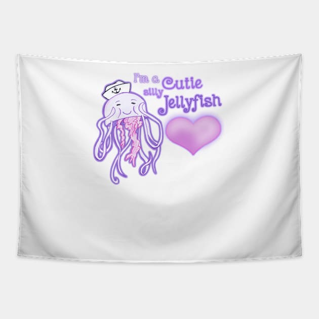 I'm a cutie silly Jellyfish Tapestry by EmmeGray