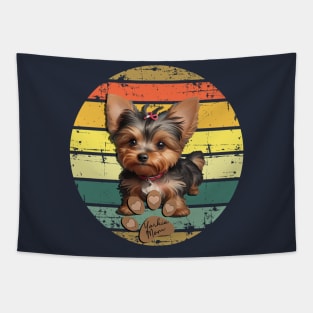 Yorkie Mom Retro Design Cute Yorkshire Terrier Tapestry