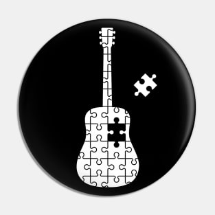 Puzzle Acoustic Guitar Silhouette Pin