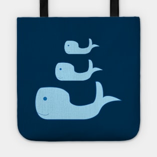 Cute Blue Whale Family of Three in the Deep Blue Sea Tote