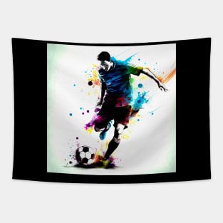 Soccer Player Graffiti Art Splash Paint Tapestry
