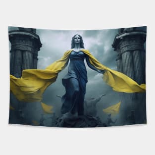 Statue of freedom with Ukraine colors Tapestry