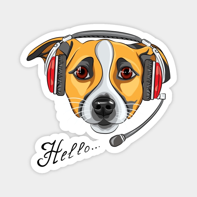 Dog Jack Russell Terrier as call center operator Magnet by kavalenkava