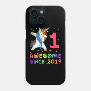 Awesome Since 2019 Birthday Unicorn Dabbing Gift 1 Year Old Phone Case