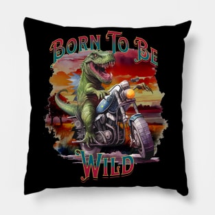 Wild T-Rex On A Motorcycle 1 Pillow