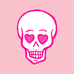 pink heart eyes skull valentines T-Shirt