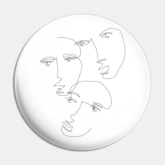 One Line Faces Pin by J_FC