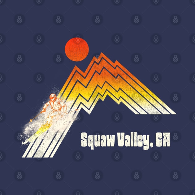 Squaw Valley Tahoe California 70s/80s Retro Souvenir Style Skiing by darklordpug