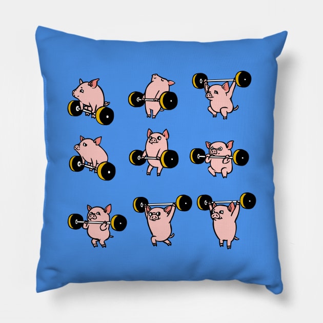 Olympic Lifting Pig Pillow by huebucket