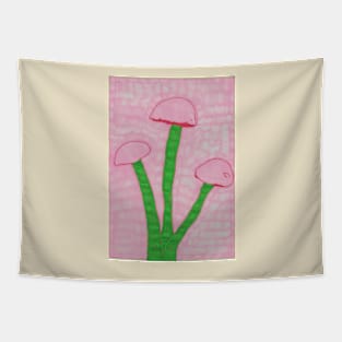 Pink and Green Mushrooms Tapestry