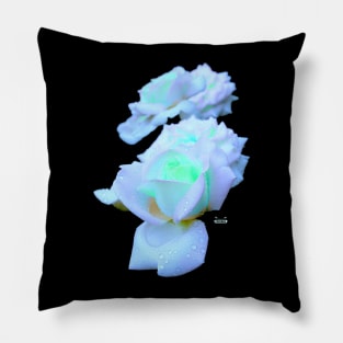 Fluorescent Blue Roses Pillow