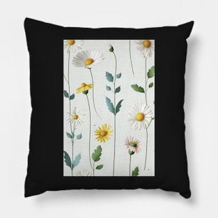 Floral Garden Botanical Print with Daisies Pillow