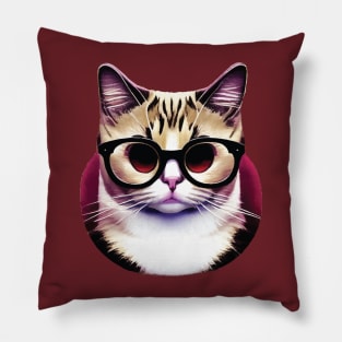 Cat wear glasses Pillow