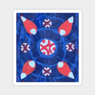 Abstract Motifs on Blue Tie Dye Magnet