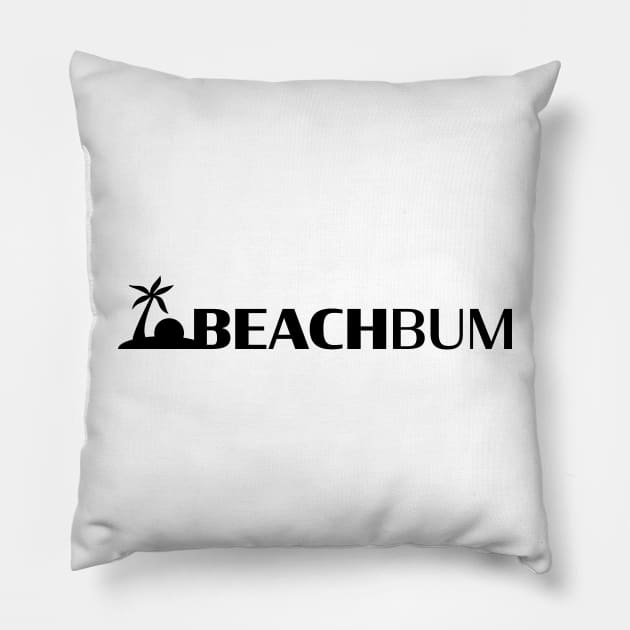 Beach Bum: Island (Black) Pillow by Long Legs Design