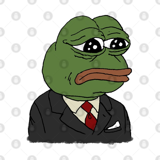 sad pepe in suit by therustyart