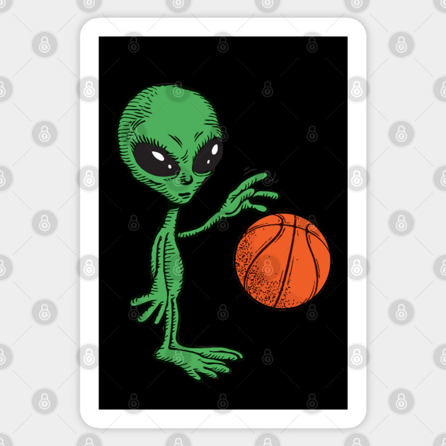 Funny Alien Basketball Planet Outer Space Funny Alien Sticker
