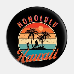 Honolulu Hawaii Tropical Plam Trees Pin