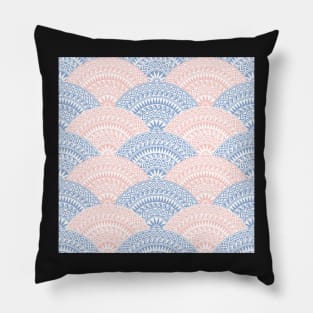 Pink and Blue Fan Greek patterns, Meander Pillow