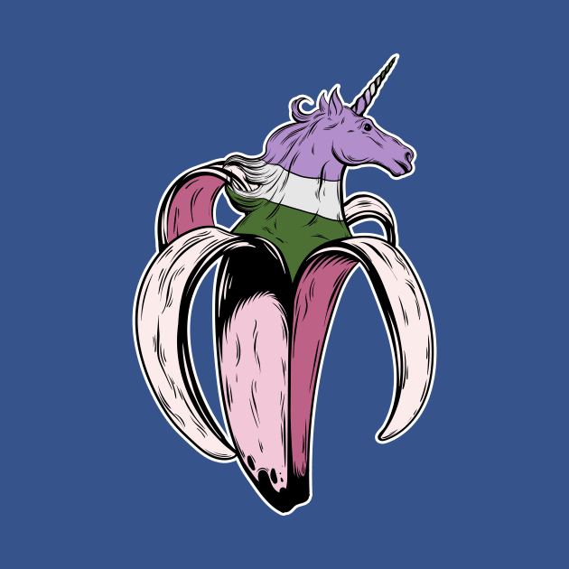 Genderqueer Unicorn Banana LGBT Pride Flag by Psitta