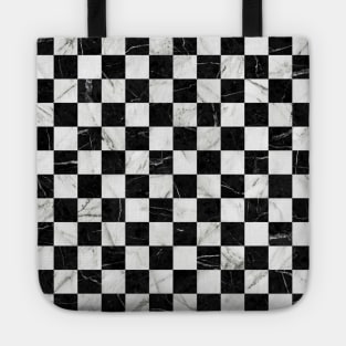 Marble Checkerboard Pattern - Black and White Tote