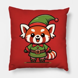 Jolly Red Panda Elf Pillow